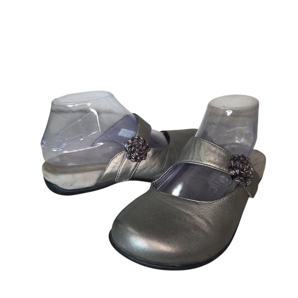 Vionic Joan 474 Womens 6 Metallic Pewter Floral Comfort Mary Jane Shoes